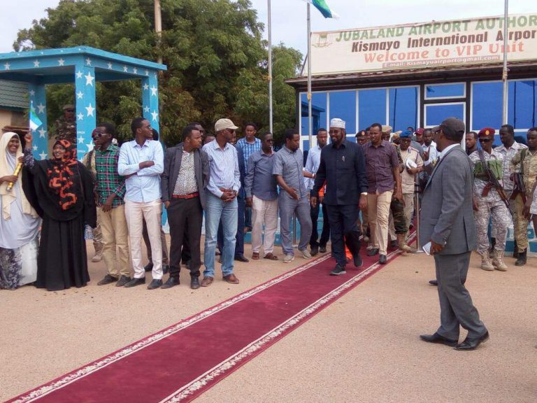 Madaxweynaha Jubbalaan oo Kismaayo ku soo dhoweeyey Ciyaartooyda kooxda Jubbaland