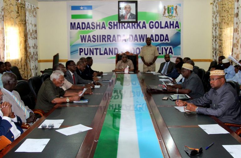 Golaha Wasiirada Puntland oo kawada hadley Xaaladaha Amniga iyo Abaaraha