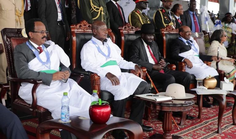 Madaxweyne Farmaajo oo ka qayb galay munaasabadda dhaqan gelinta heshiiska nabadda dalka Koonfurta Suudaan