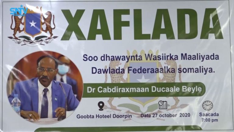 Munaasabad lagu soo dhaweynaayey dib u magacaabista wasiir Beyle oo lagu qabtay Muqdisho.