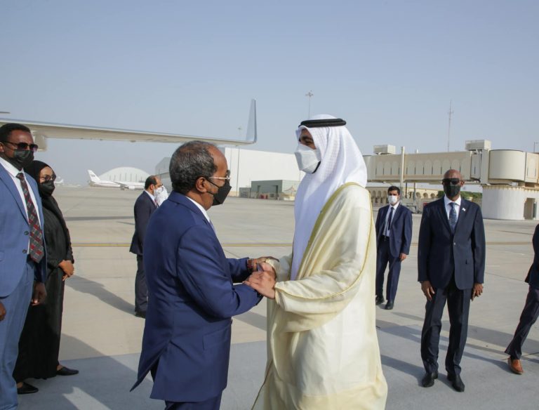Madaxweyne Hassan Sheikh Maxamuud oo caawa gaaray magaalada Abu Dhabi ee caasimadda dalka Isu-tagga Imaaraadka Carabta.