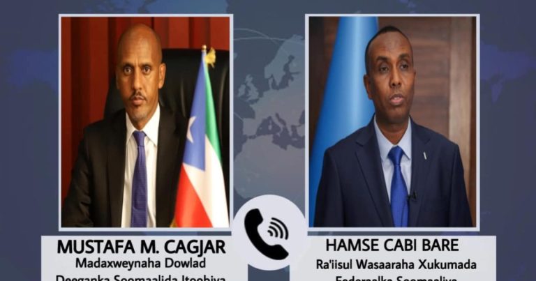 R/W Xamse oo khadka teleefonka kula hadlay Madaxweynaha Dowlad Deegaanka Soomaalida.