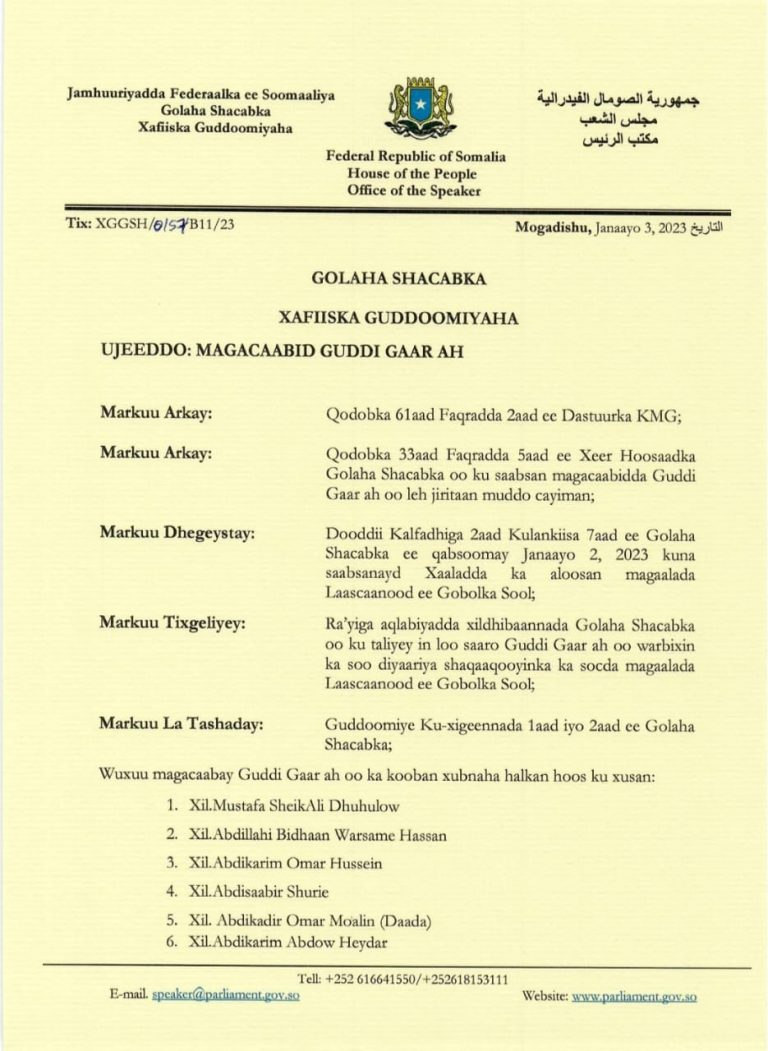 Guddoomiyaha Golaha Shacabka BFS oo  Magacaabay guddi gaar ah oo warbixin kasoo diyaariya shaqaaqooyinka ka socda magaalada  Laas-caanood