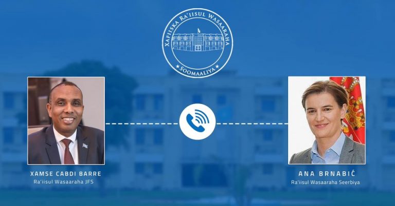 Ra’iisul wasaare Xamse Cabdi Barre oo Khadka Telefoonka maanta ku  xariiray Ra’iisul Wasaaraha dalka Seerbiya