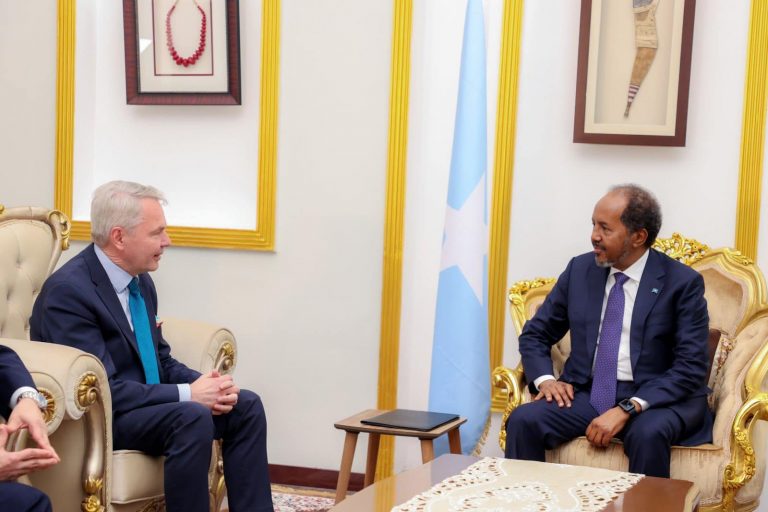 Madaxweyne Xasan Sheekh oo Villa Somalia kula kulamy wasiirka arrimaha Dibaddaa Finland