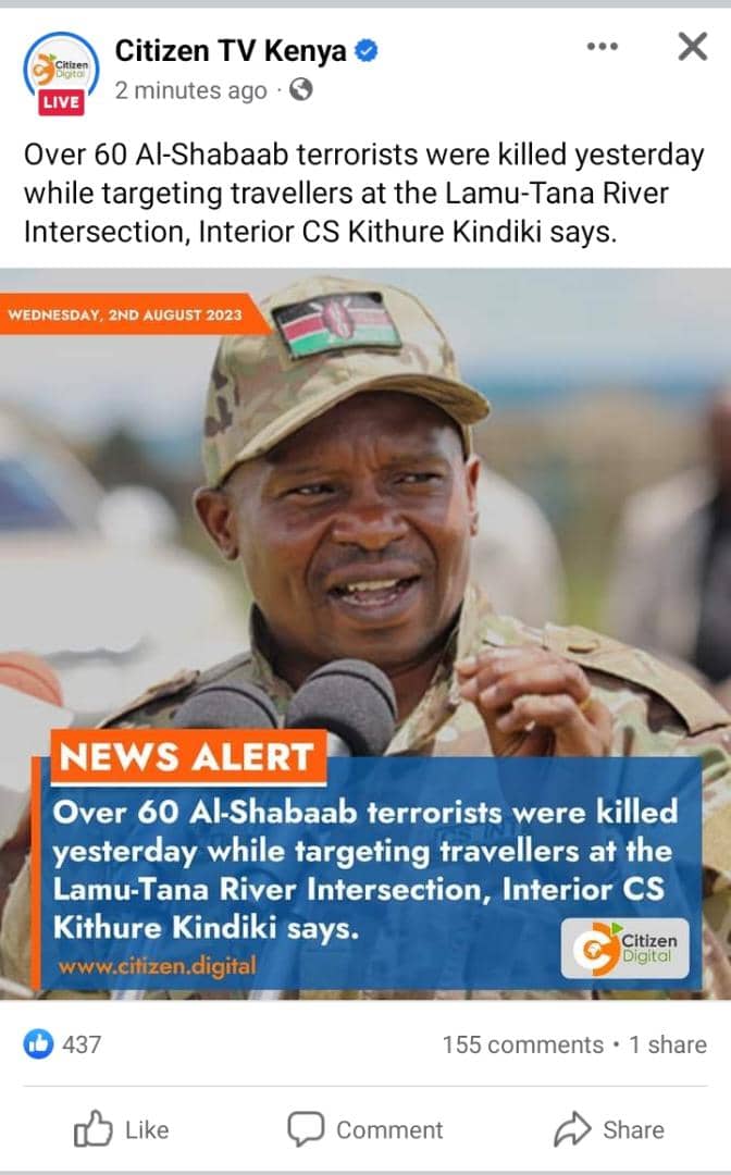 Ciidanka Kenya oo dilay 60 ka tirsan khawaarijta Al-Shabaab