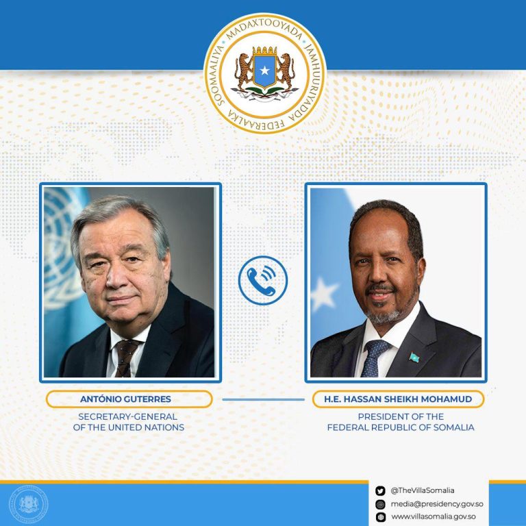 Madaxweyne Xasan Sheekh oo Khadka taleefanka kula hadlay Xoghayaha guud ee Q,M