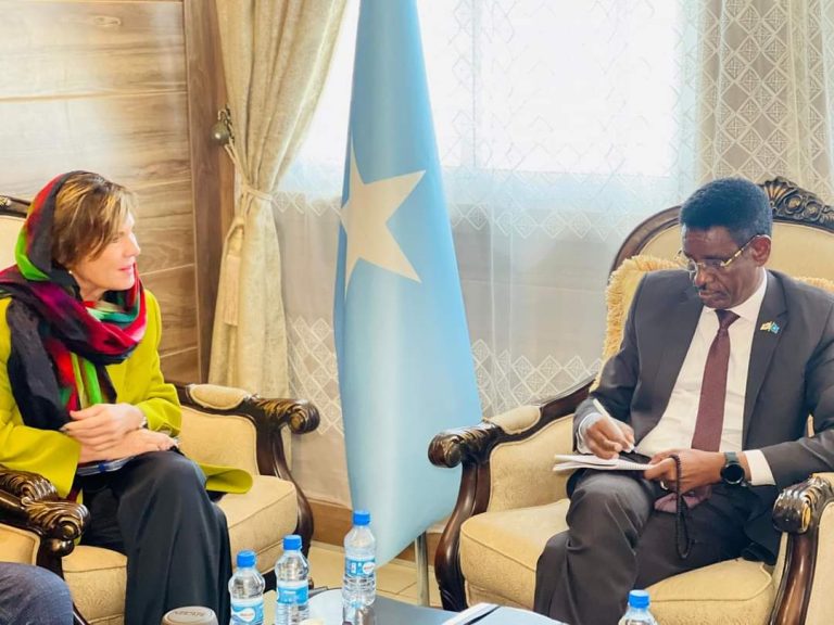 Wasiirka Amniga Gudaha oo xafiiskiisa ku qaabilay Danjiraha Midowga Yurub u fadhiya Soomaaliya 