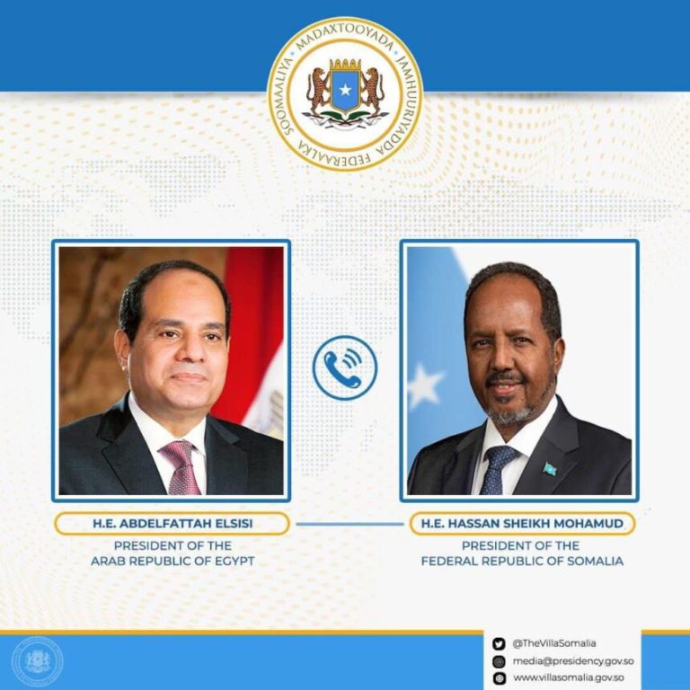 Madaxweyne Xasan Sheekh iyo dhiggiisa dalka Masar oo kawada hadlay xaaladda Gobolka