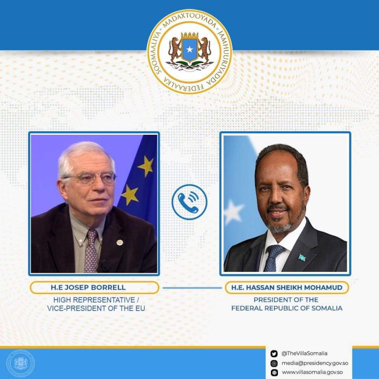 Madaxweynaha Soomaaliya oo khadka taleefonka kula hadlay Madaxweyne Ku-xigeenka Midoowga Yurub 