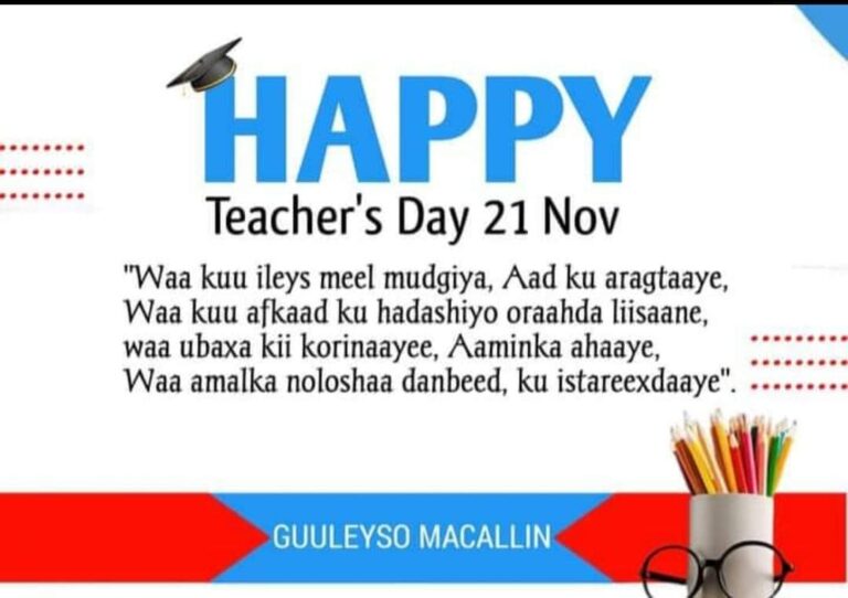 Guddoomiyaha Guddiga Shaqaalaha Rayidka oo hambalyo u diray Macallimiinta Soomaaliyeed 