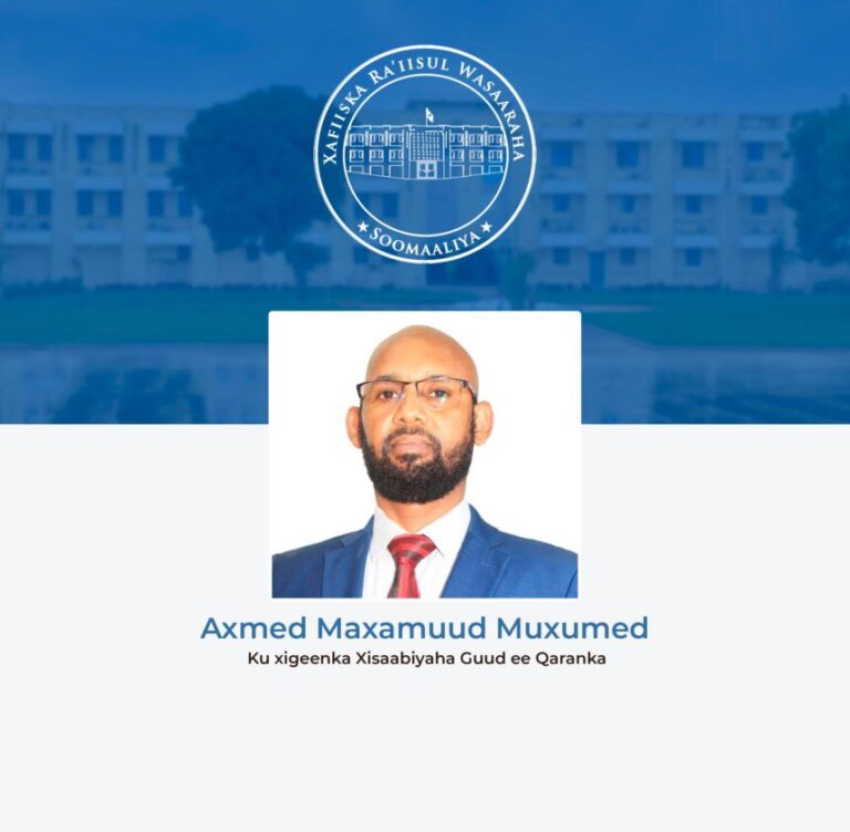 Ra’iisul Wasaare Xamsa oo magacaabay oo Ku-xigeenka Xisaabiyaha Guud ee Qaranka.