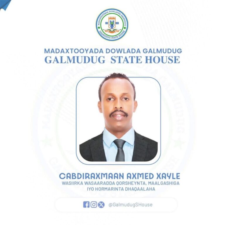 Madaxweynaha Galmudug oo magacaabay wasiirka Qorsheynta iyo Hormarinta Dhaqaalaha