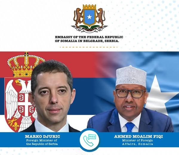 Wasiirka Arrimaha Dibadda Soomaaliya oo khadka taleefanka kula hadlay dhiggiisa Serbiya 