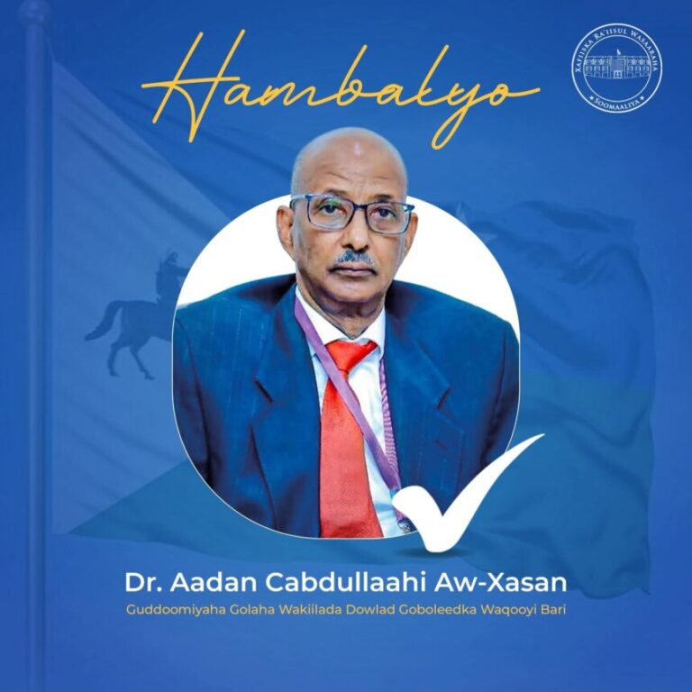 Ra”iisulwasaaraha XFS oo hambalyo u diray guddoomiyaha Baarlamaanka dowlad-goboleed waqooyi Bari