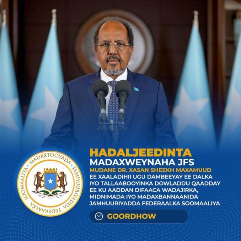 Madaxweyne Xasan Sheekh Maxamuud oo Khudbad Qaran u jeedinaya Shacabka kuna saabsan Arrimaha Muhiimka ah ee Soomaaliya