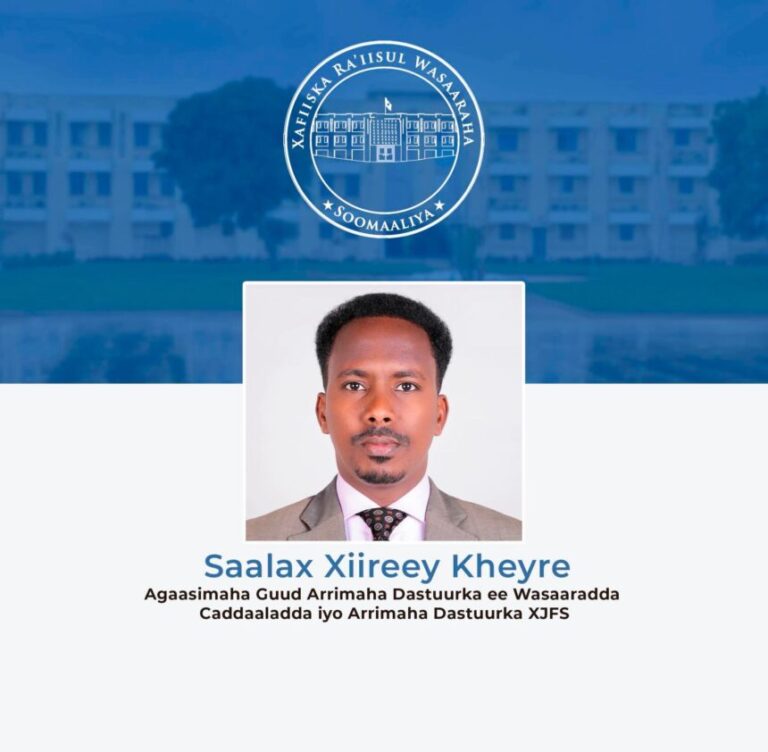Ra’iisul Wasaaraha XFS oo magacaabay Agaasimaha Guud Arrimaha Dastuurka ee Wasaaradda Caddaaladda