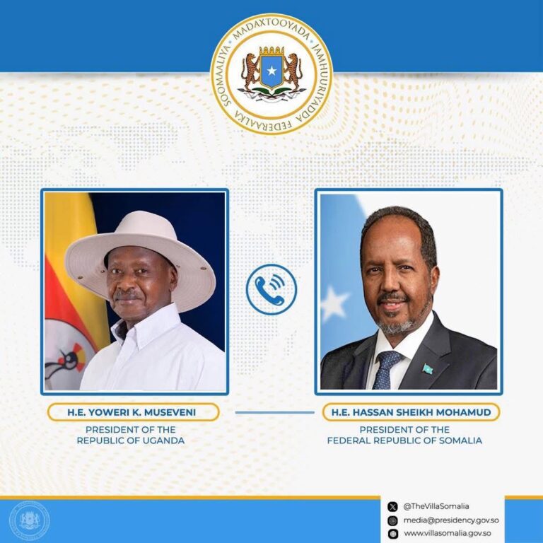 Madaxweynaha JFS oo qadka teleefanka ugu hambalyeeyay dhiiggiisa dalka Uganda.