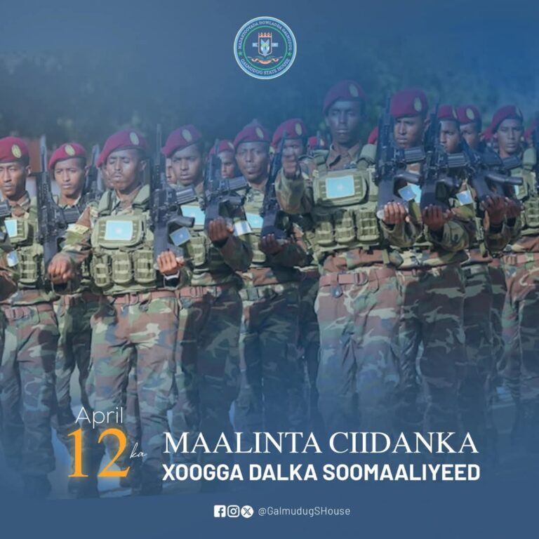 Madaxweynaha Dowladda Galmud ayaa hambalyo u diray ciidanka xoogga dalka Soomaaliyeed maalinta aasaaskooda ee 12-ka April.